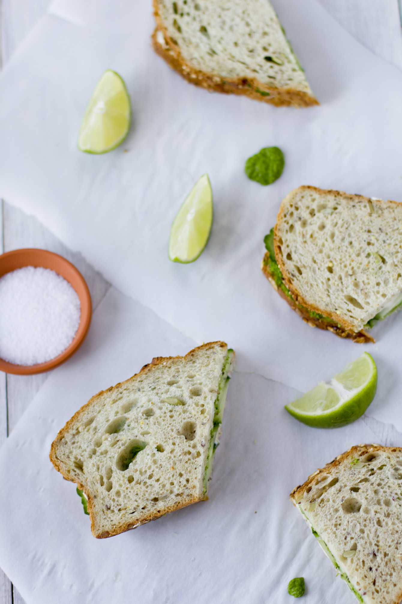 Cucumber Cream Cheese Summer Sandwiches with Coriander-Coconut Pesto