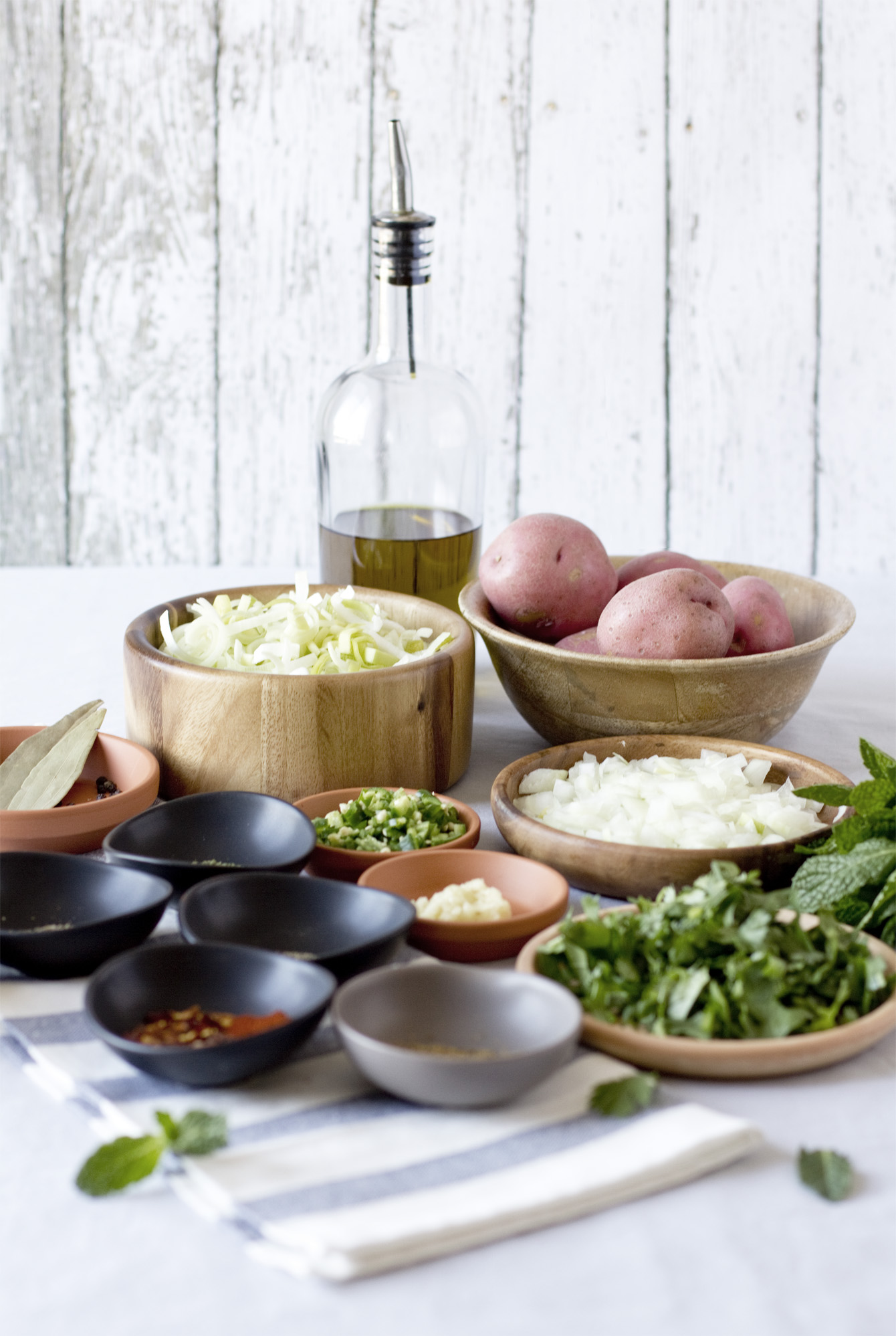 spice and herbs potato leek soup