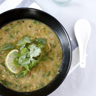 spice and herbs potato leek soup