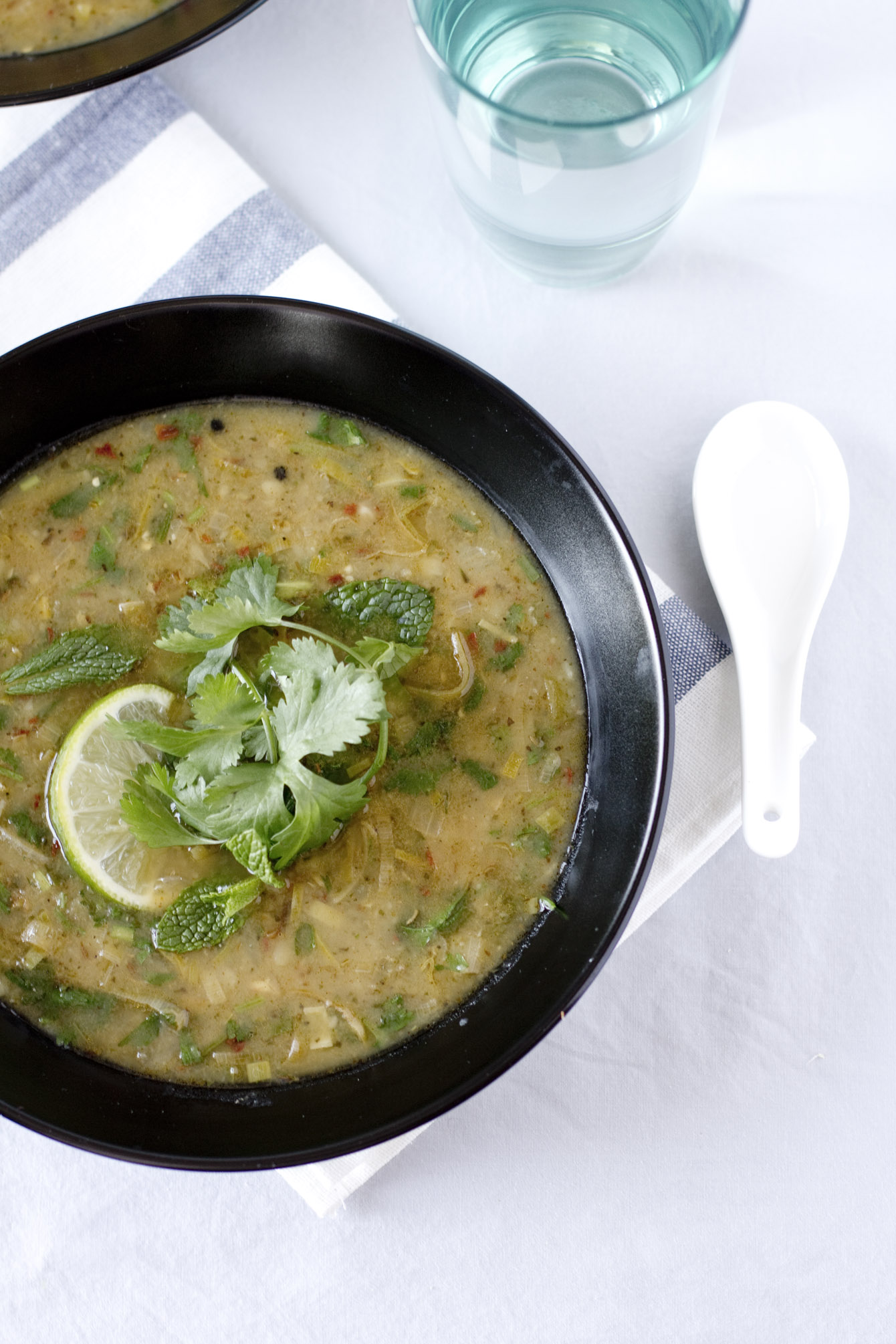 spice and herbs potato leek soup