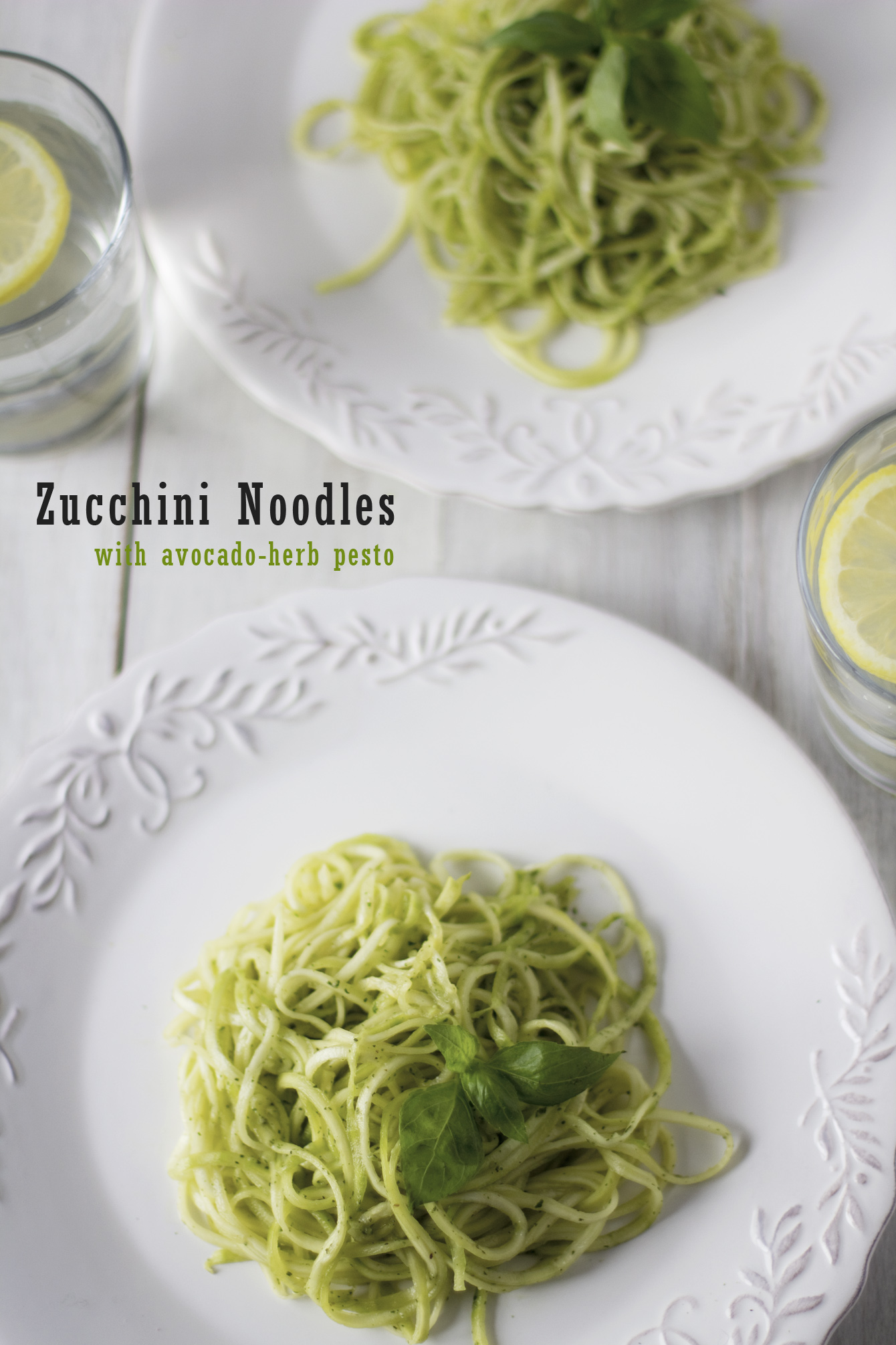 zucchini noodles with avocado herbs pesto