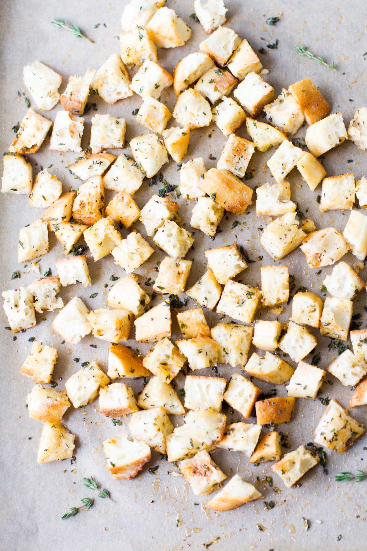 homemade garlic-thyme croutons