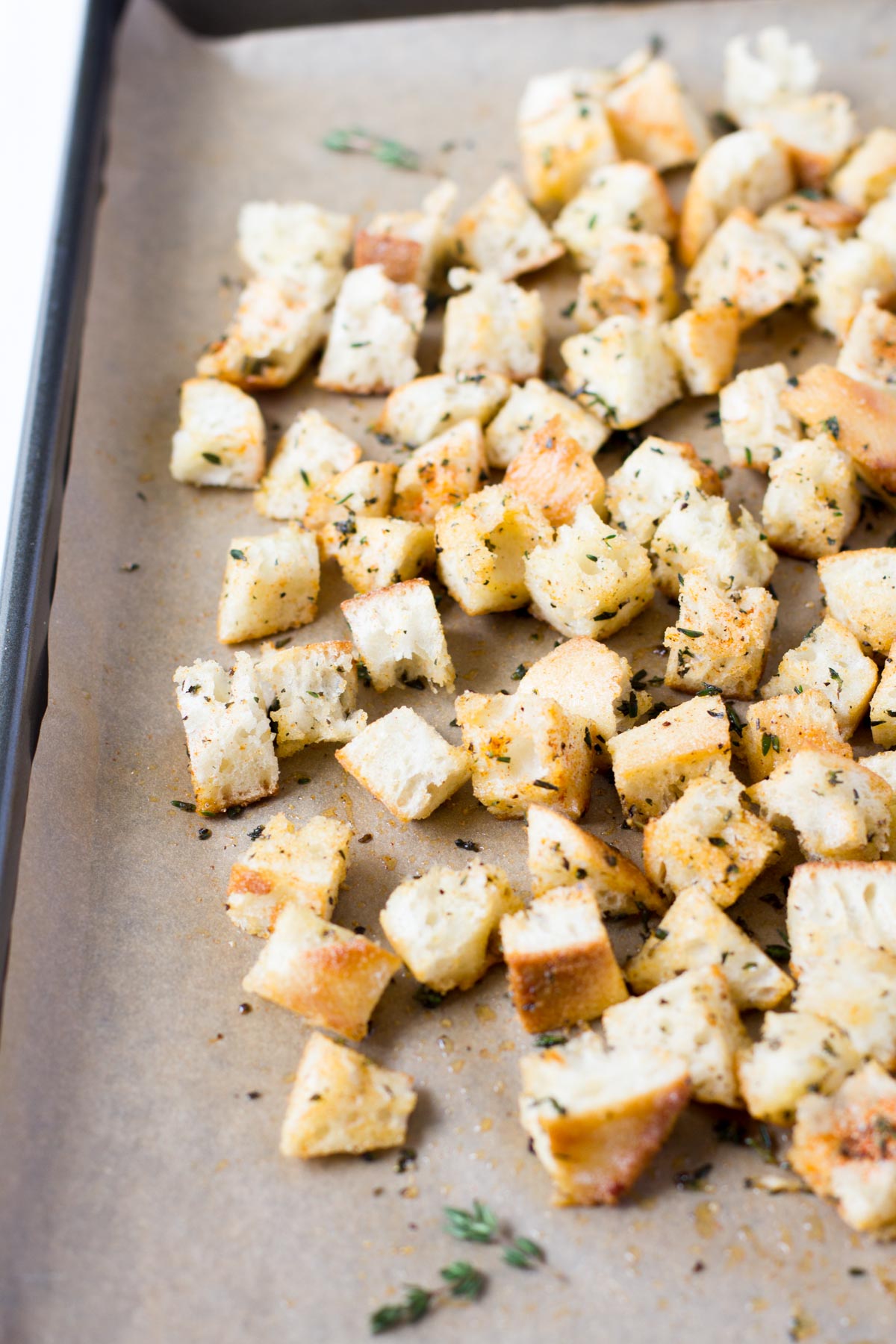 homemade garlic-thyme croutons