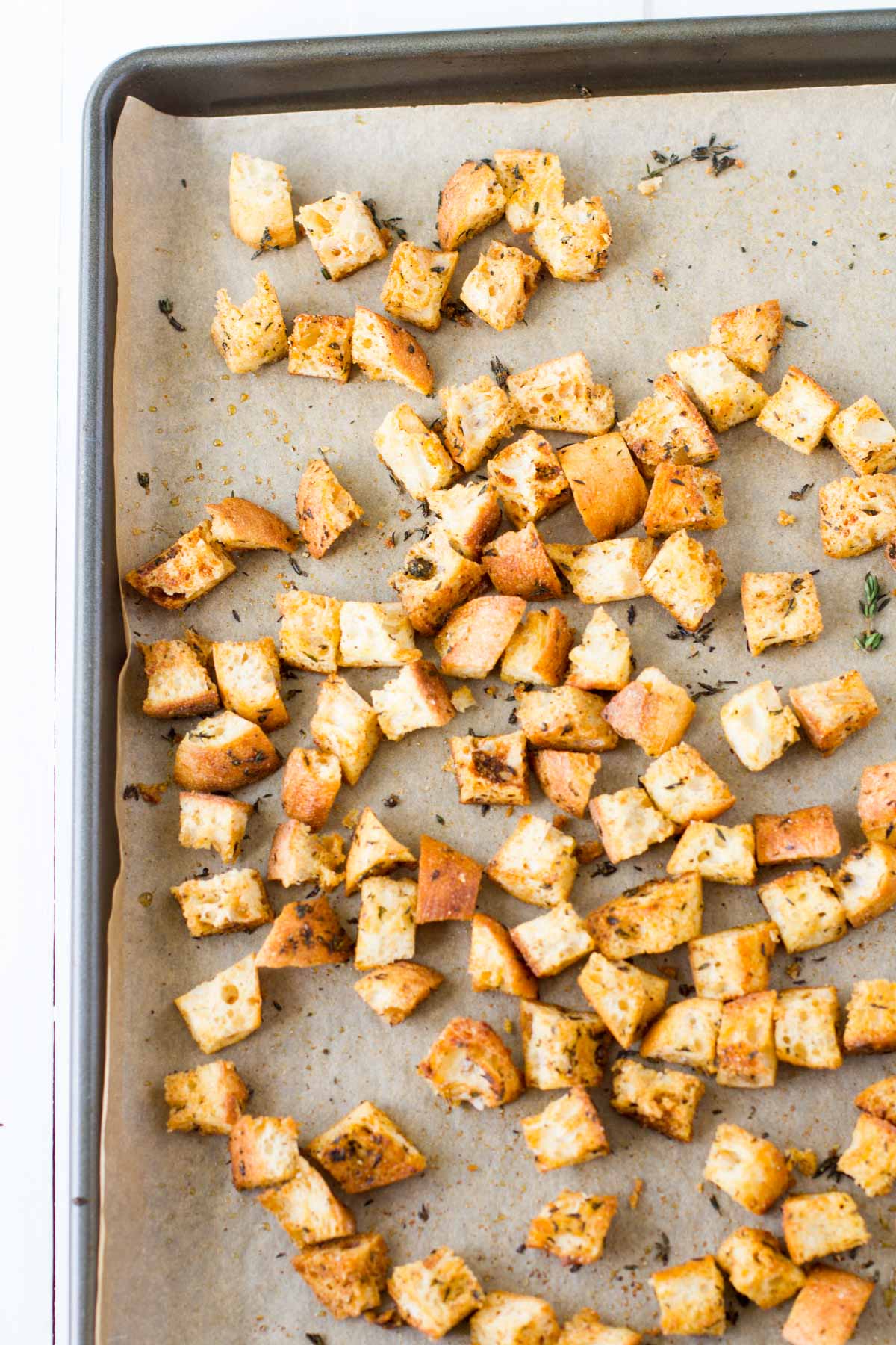 homemade garlic-thyme croutons