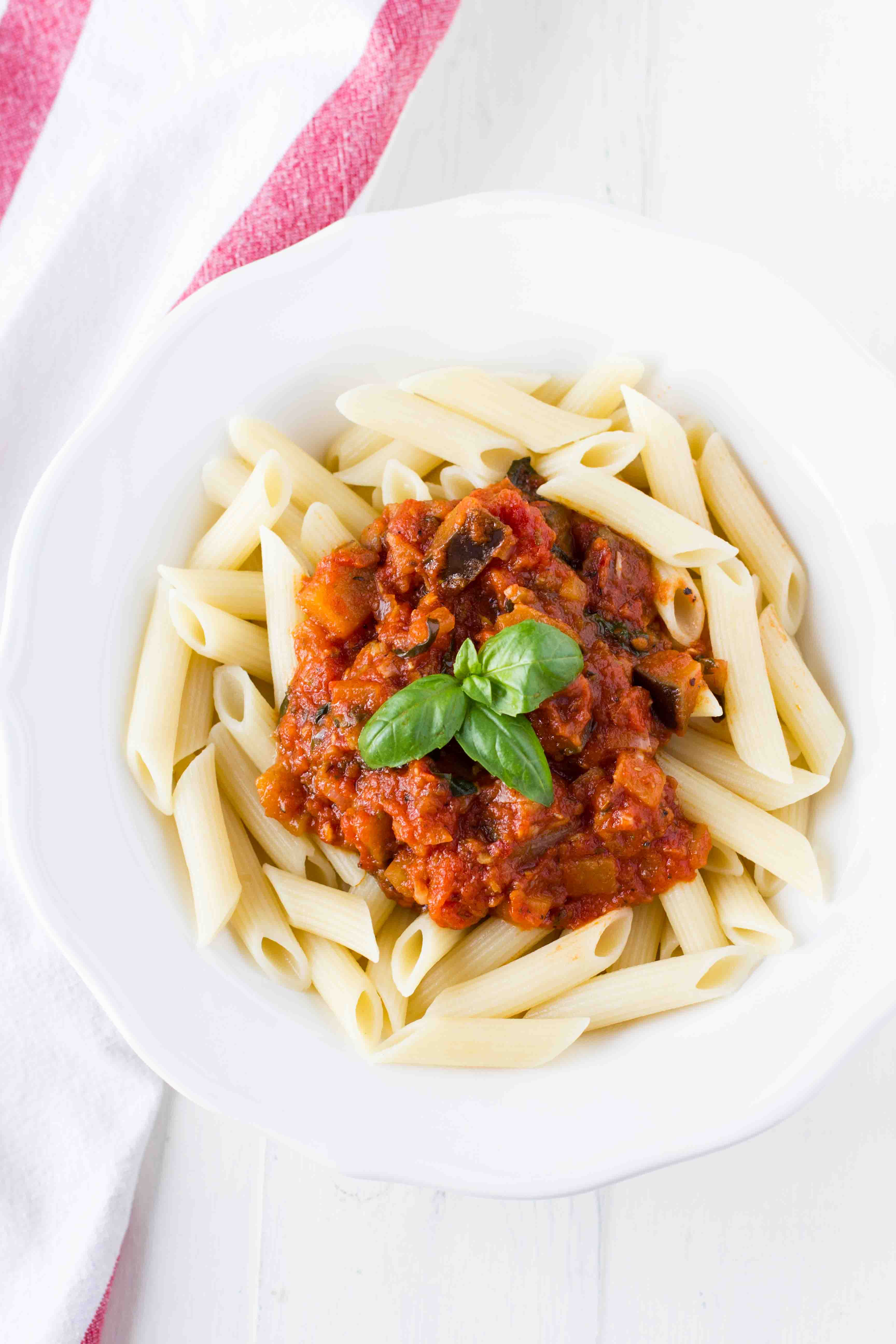 This hearty, healthy, saucy and kinda chunky Vegetarian pasta dish that comes together in a cinch. The flavors come together so well in such a sort amount of time; the sauce itself can be done in under 20 minutes.