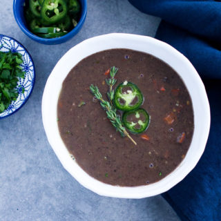 Spicy Black Bean Soup with Thyme, Garlic and Ginger