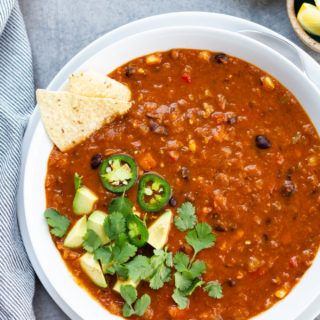 vegetarian chili served in a bowl