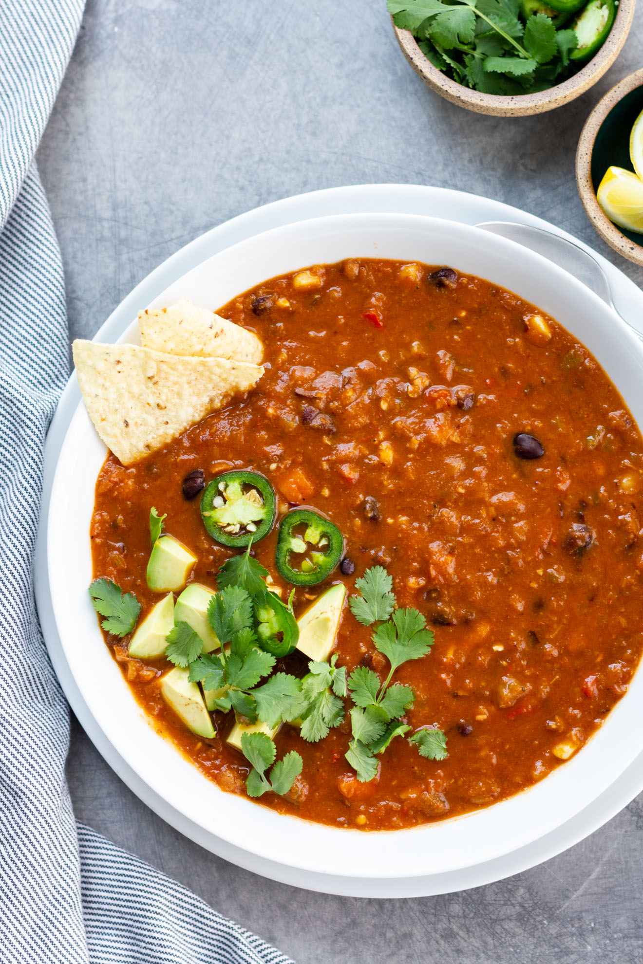 vegetarian chili served in a bowl