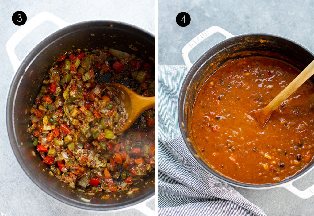 vegetarian chili making process