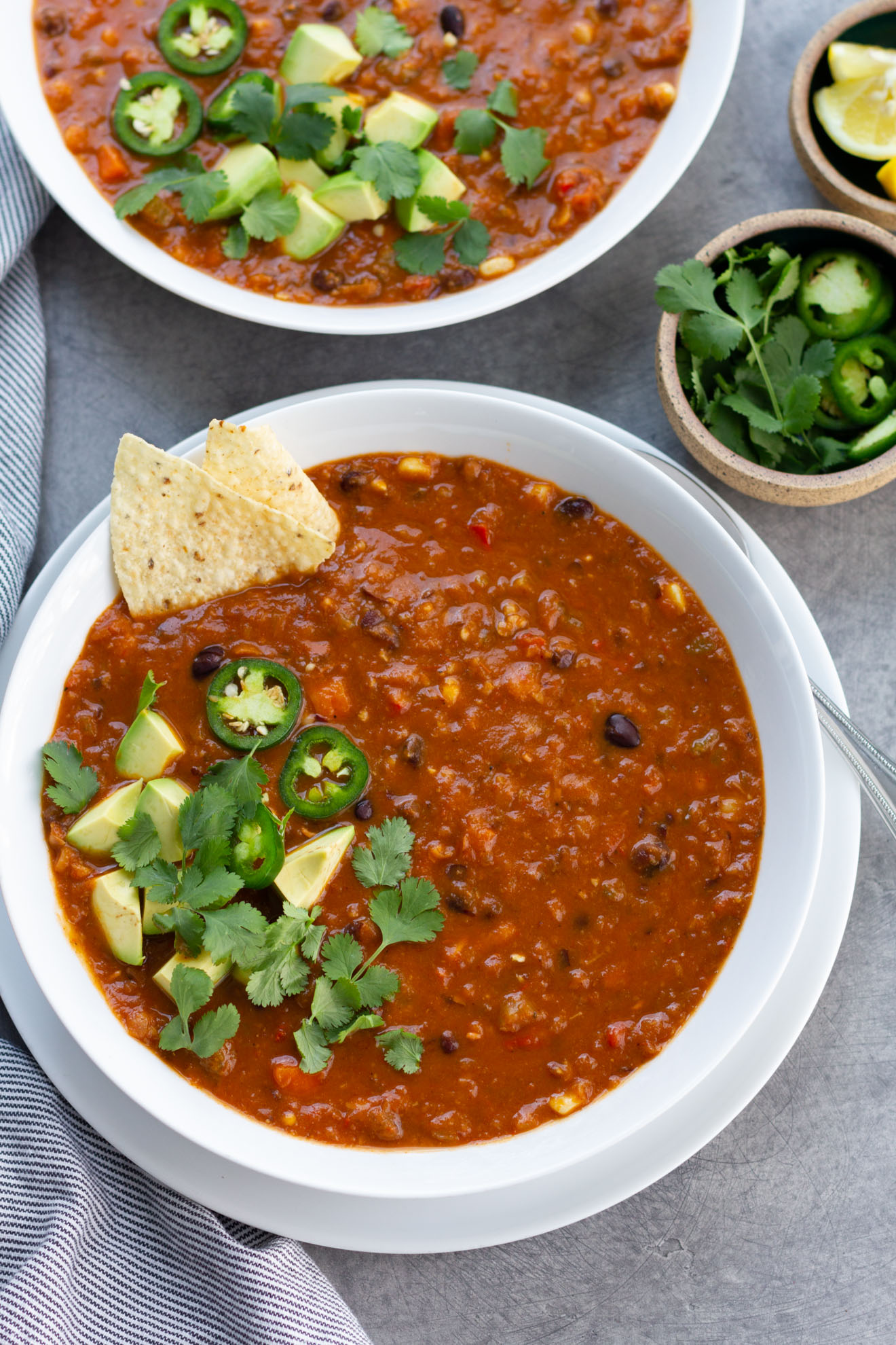 vegetarian chili served in a bowl