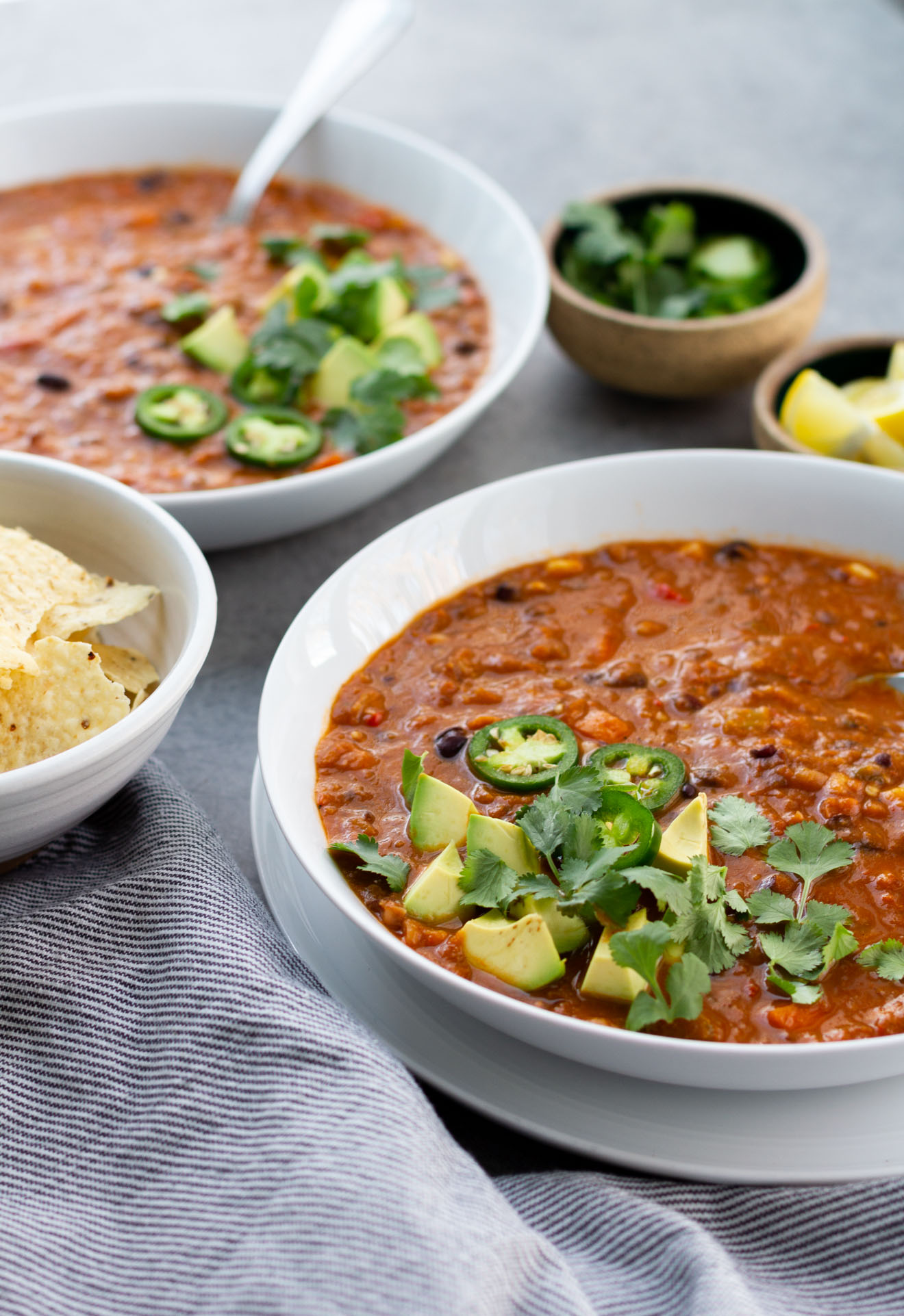 chili served with toppings